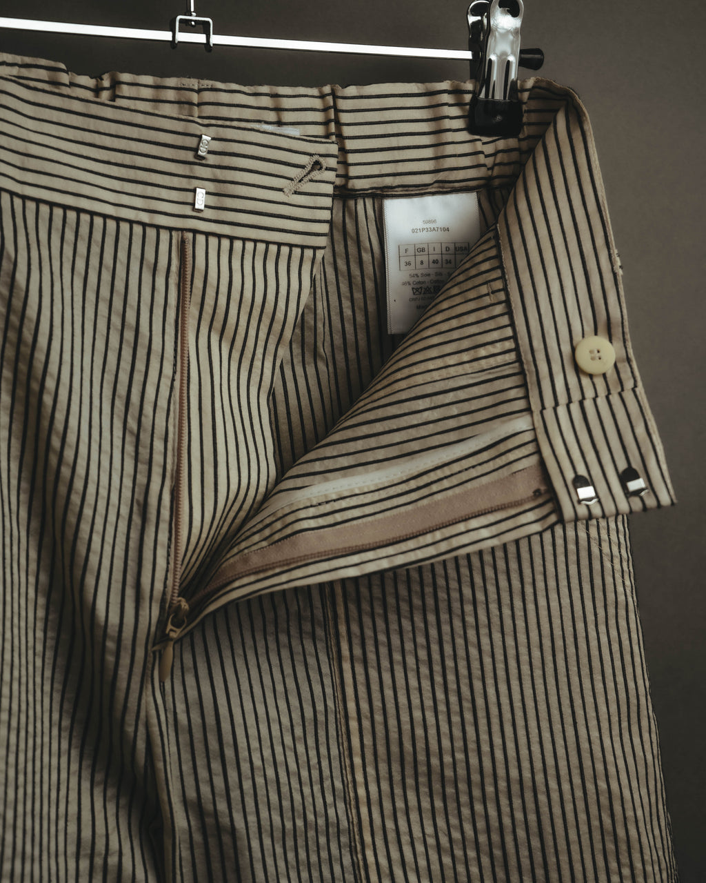 -SPECIAL- “Christian Dior” 20’s silk cotton striped straight trousers