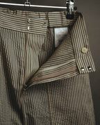 -SPECIAL- “Christian Dior” 20’s silk cotton striped straight trousers