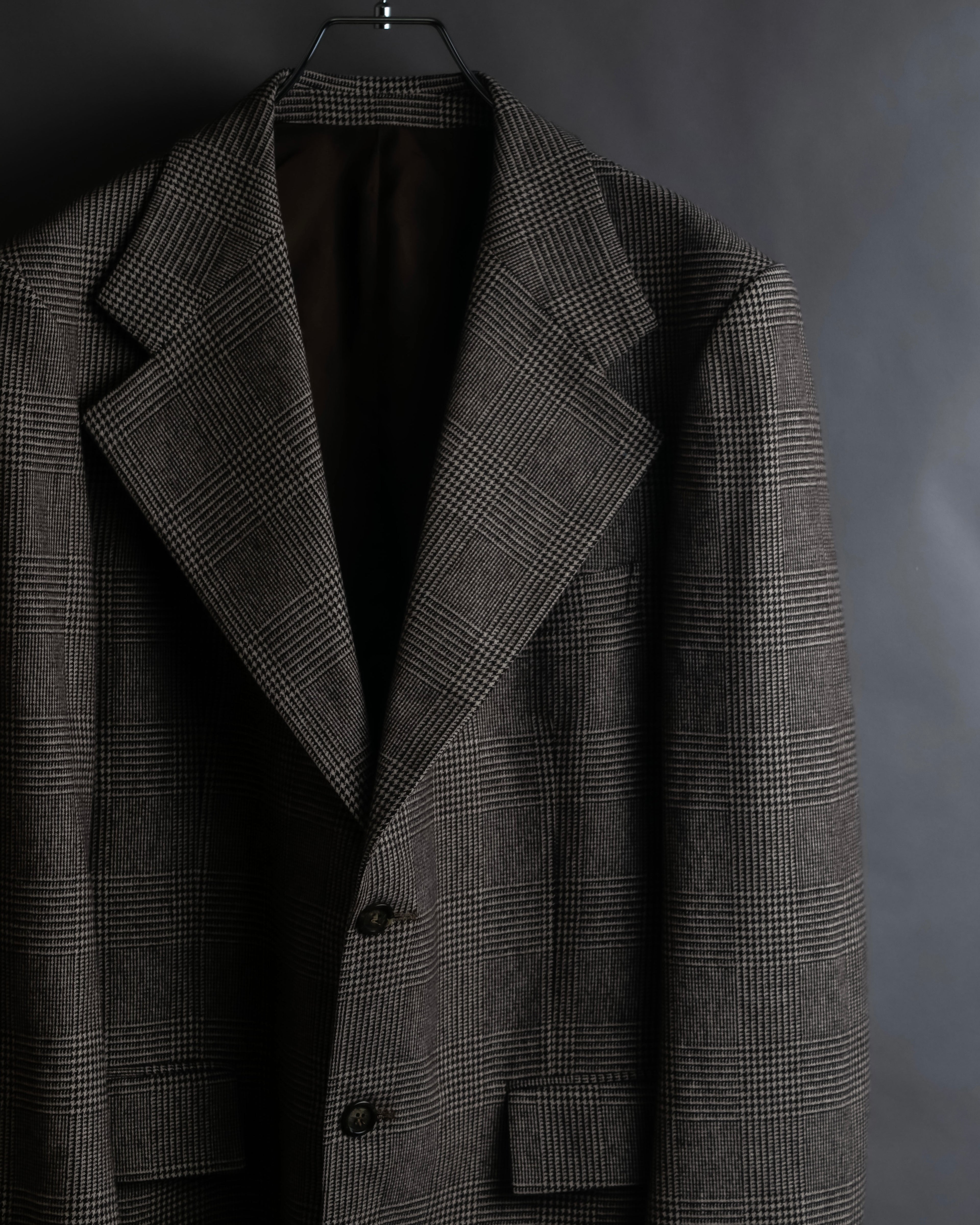 "YVES SAINT LAURENT" Glen plaid oversized wool tailored jacket