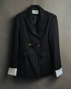 -SPECIAL-“SAINT LAURENT” 18's- Modern pinstripe double breasted jacket