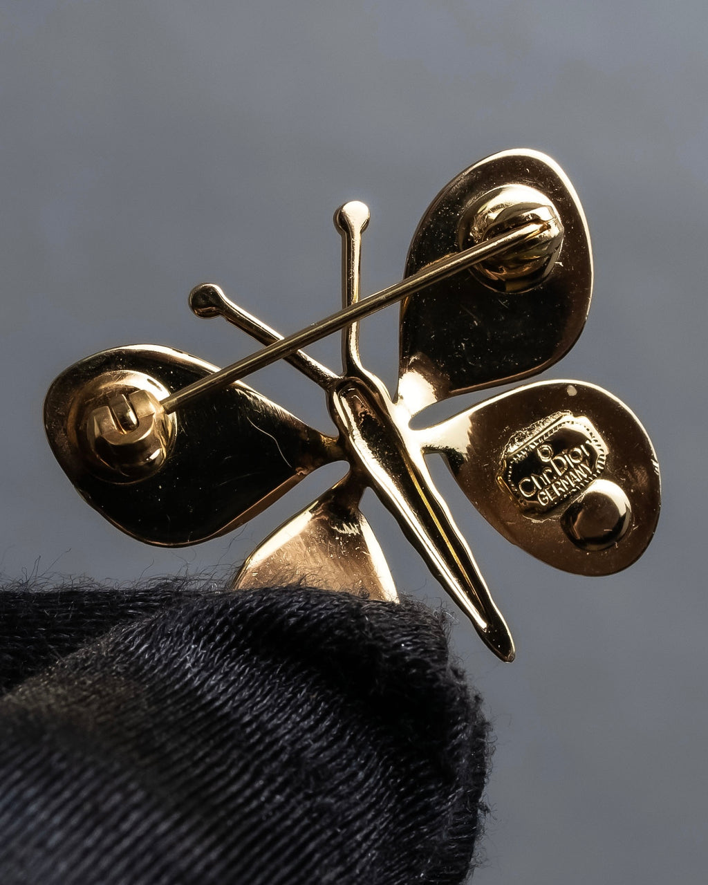 "Christian Dior" Butterfly motif gold brooch