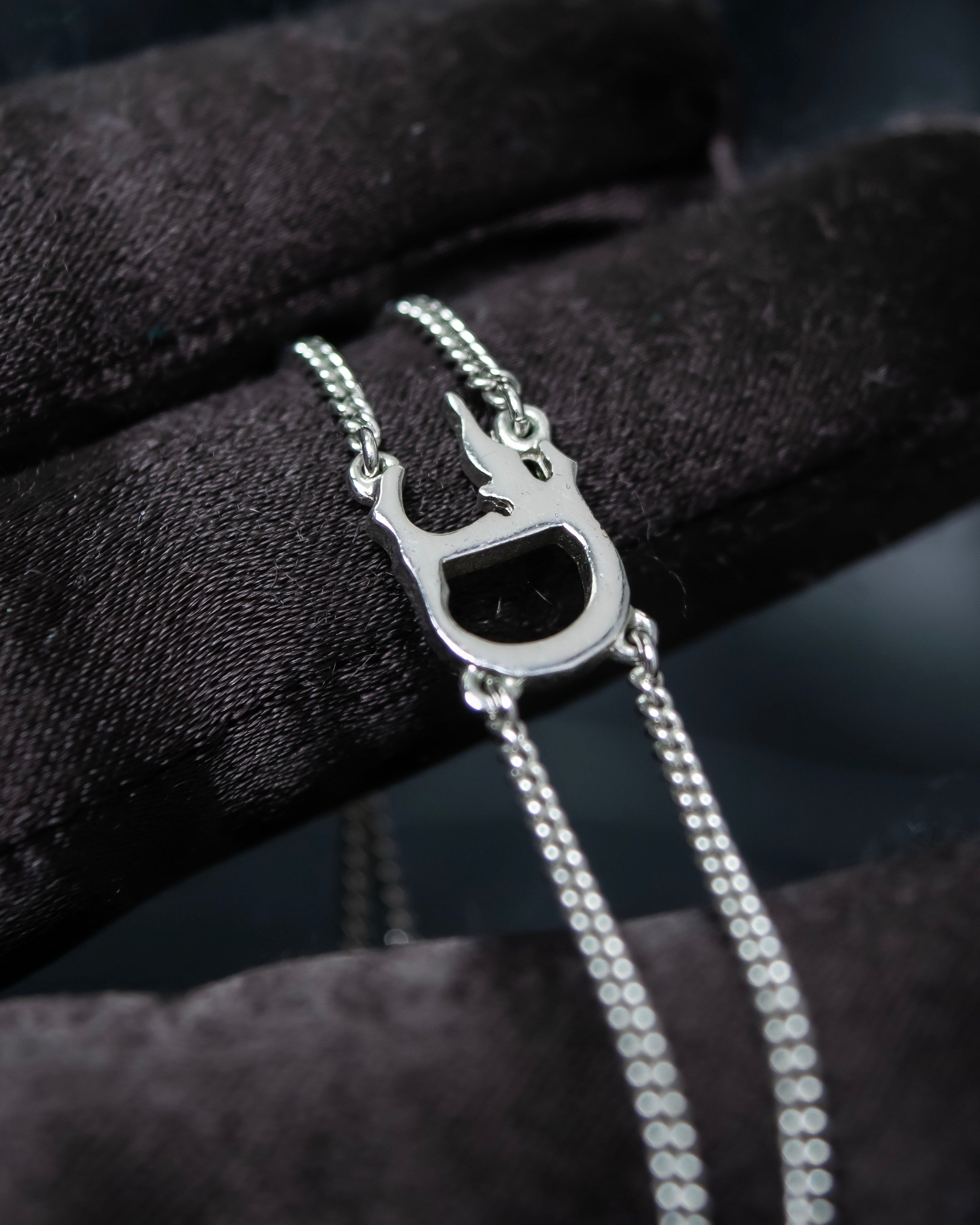 “Christian Dior” CD motif double silver chain bracelet