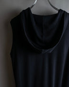 "Christian Dior" Satin ribbon waist detail hooded dress