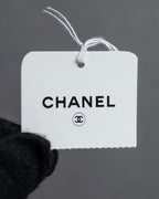 "CHANEL" Black camellia motif brooch