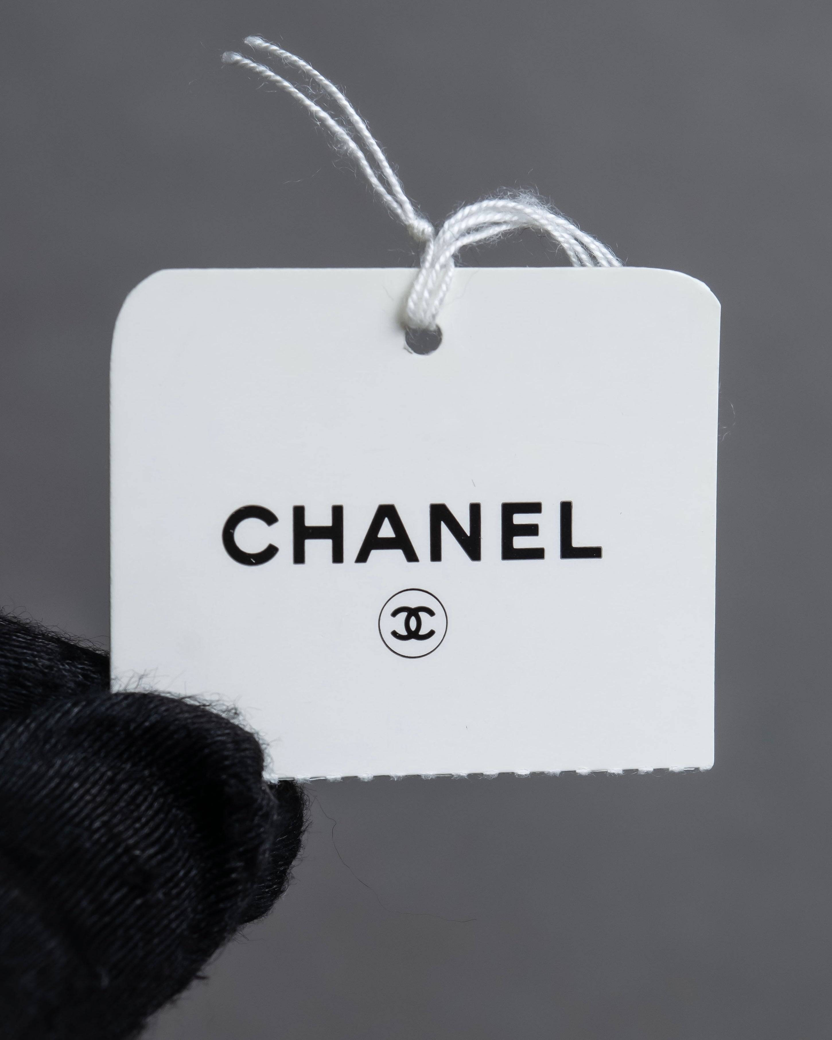 "CHANEL" Black camellia motif brooch