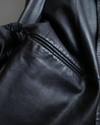 "ARMANI COLLEZIONI" 100% lamb leather oversized tailored jacket