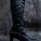 "YVES SAINT LAURENT" Botanical pattern square toe long boots