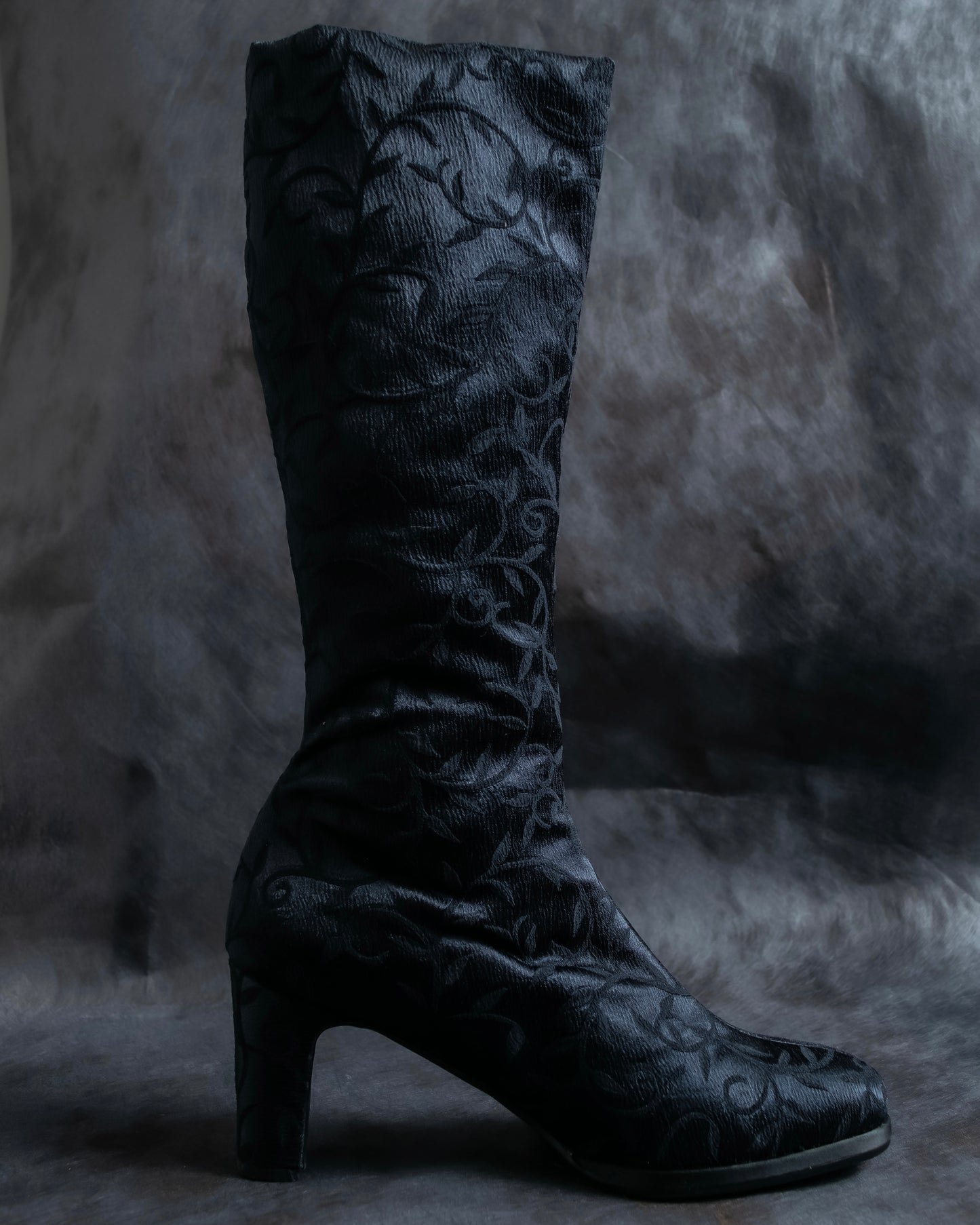 "YVES SAINT LAURENT" Botanical pattern square toe long boots