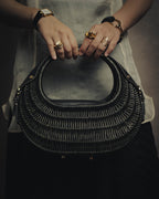 -SPECIAL- “Salvatore Ferragamo” 90’s-00’s Woven leather half moon handle bag