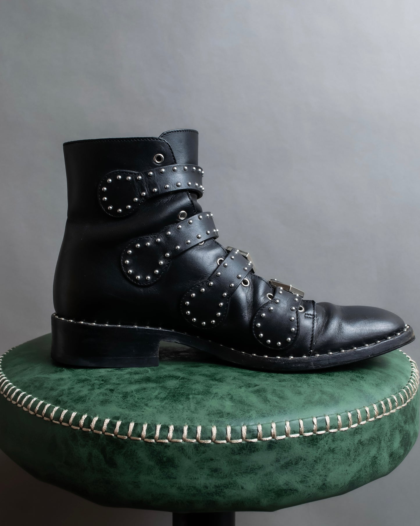 "GIVENCHY" Belt and stud design leather boots