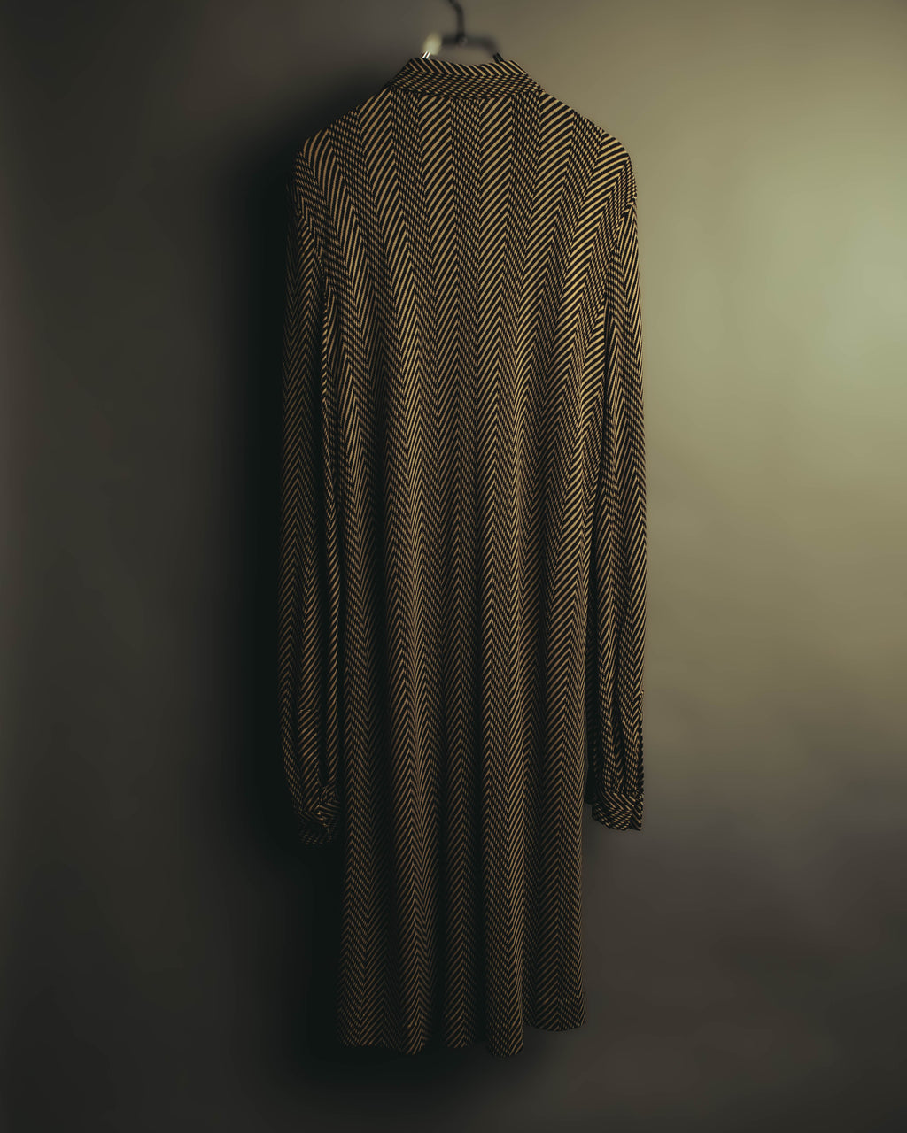 “CELINE” 90’s-00’s Chevron patterned long shirt dress