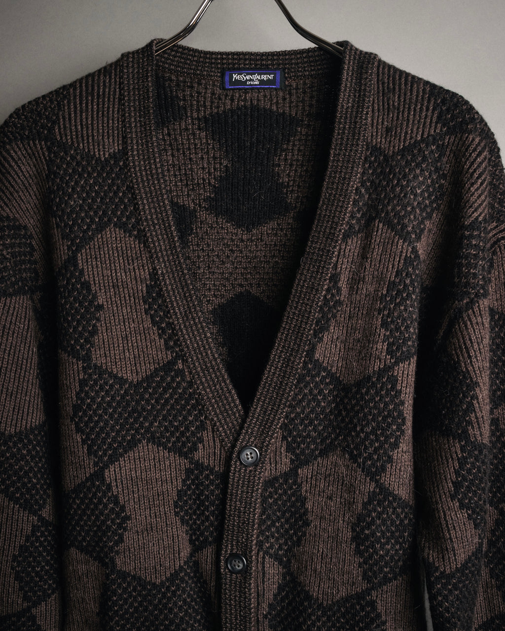 “Yves Saint Laurent” 80’s-90’s geometric knit cardigan