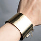 "CELINE" Large leather docking gold bracelet