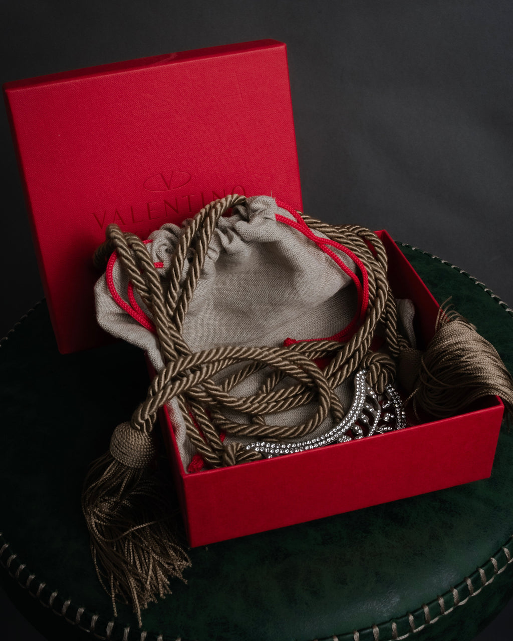 “VALENTINO GARAVANI” 2010’s Crystal embellished tassel cord belt