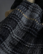 "Vivienne Westwood" Multi-layered check pattern fringe design muffler