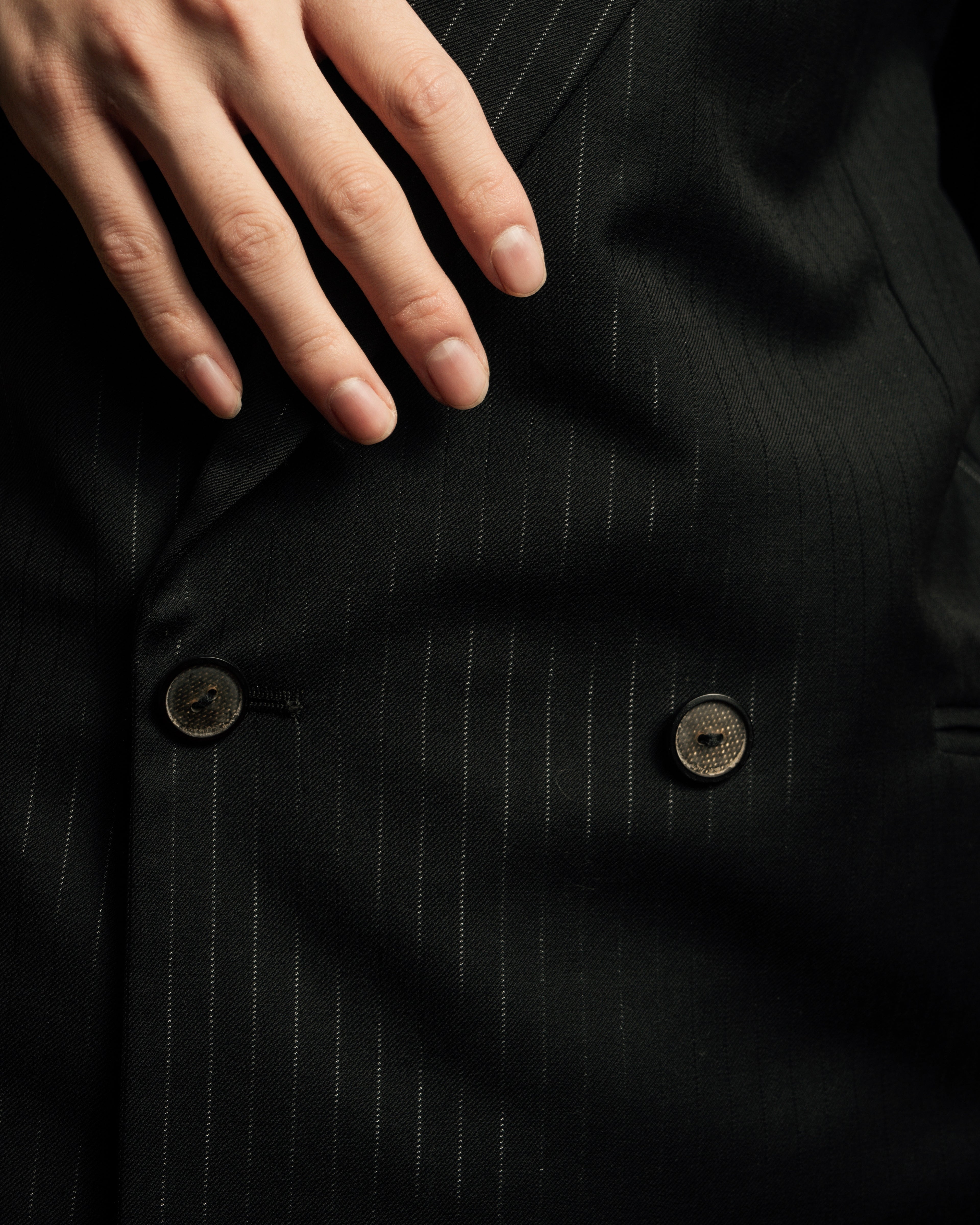 "BALENCIAGA" Chalk stripe pattern long silhouette set up