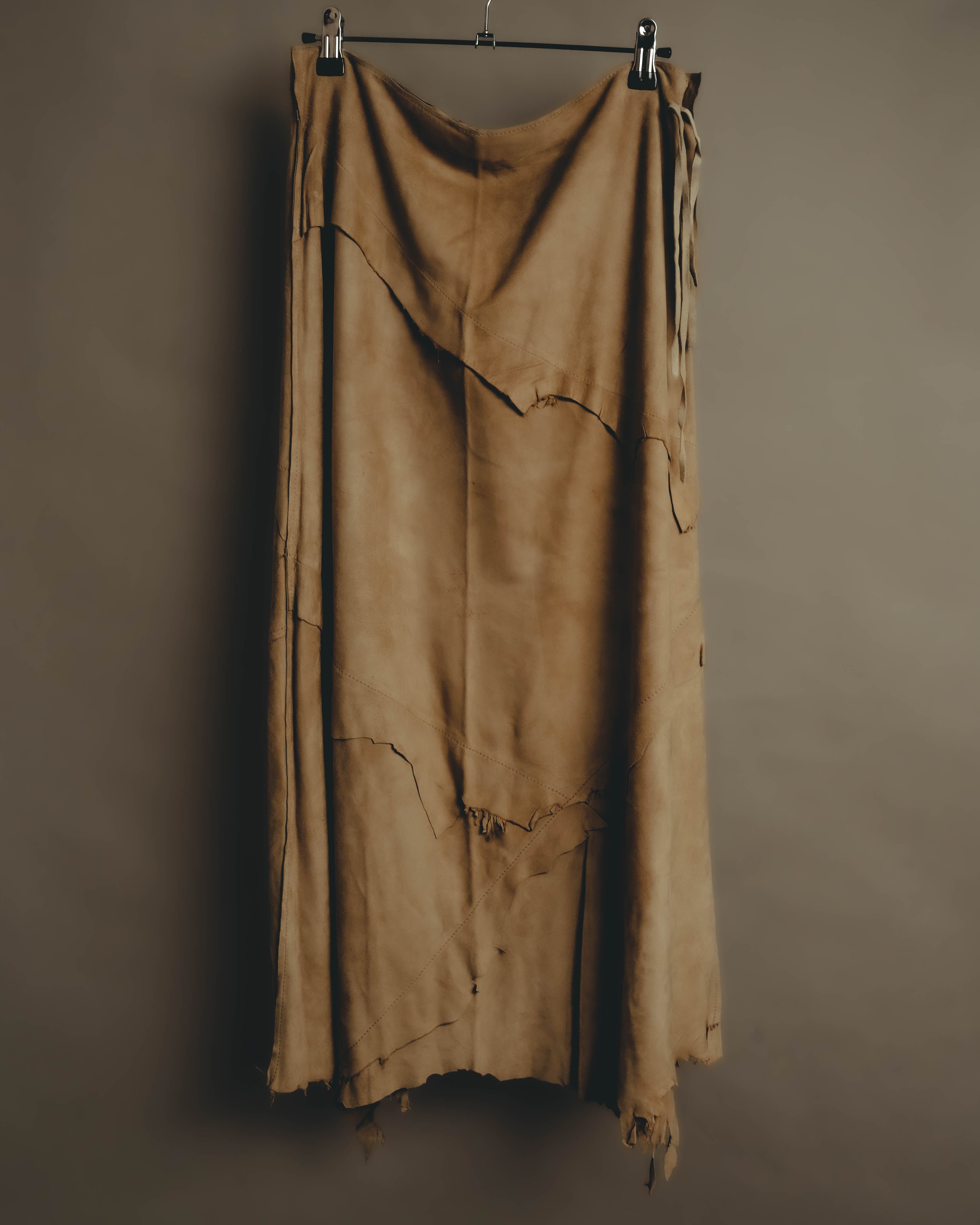 “DOLCE&GABBANA” 1999-2003 Distressed suede patchwork maxi skirt