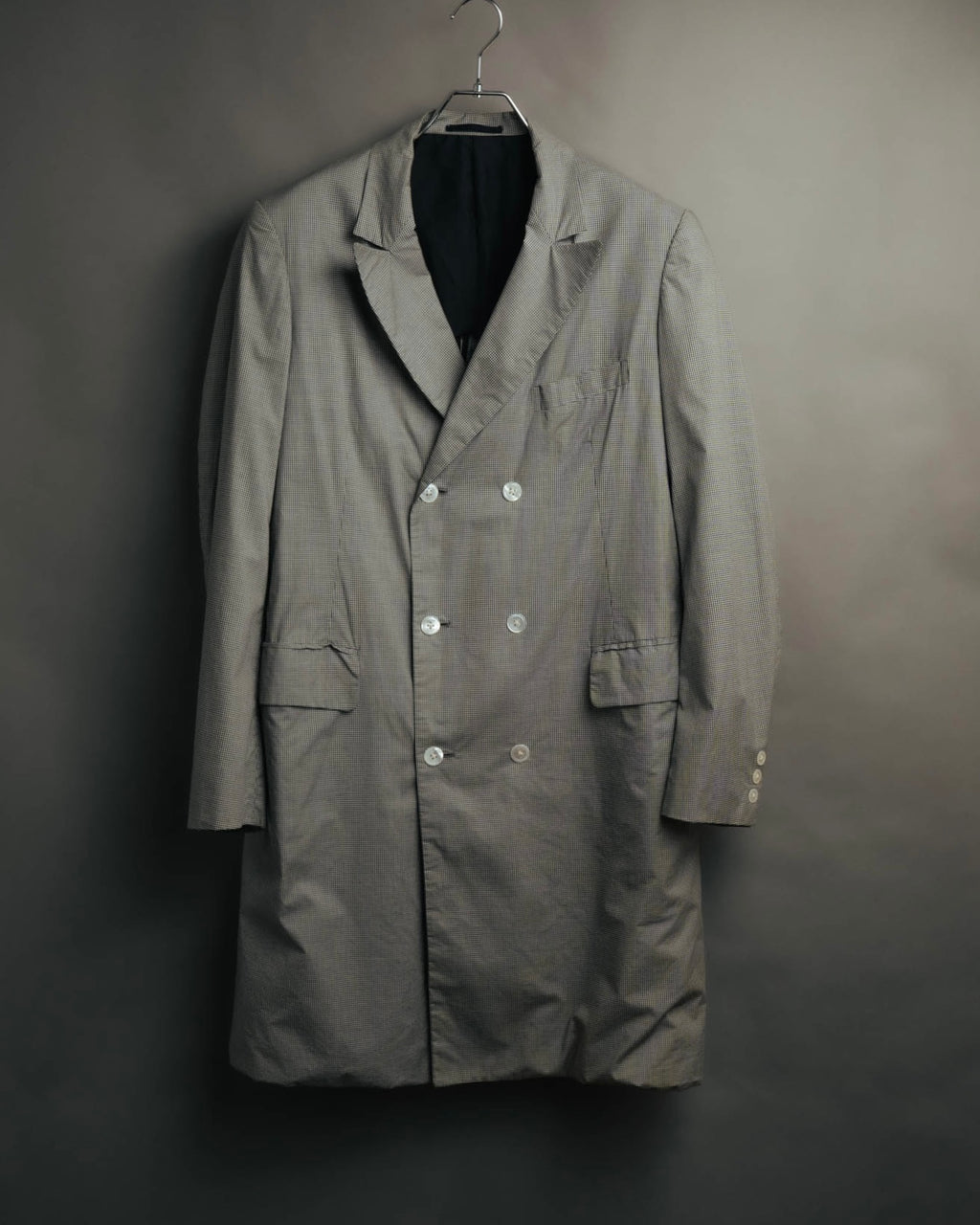 -SPECIAL- "Y's for men" 80's Double breasted houndstooth long jacket