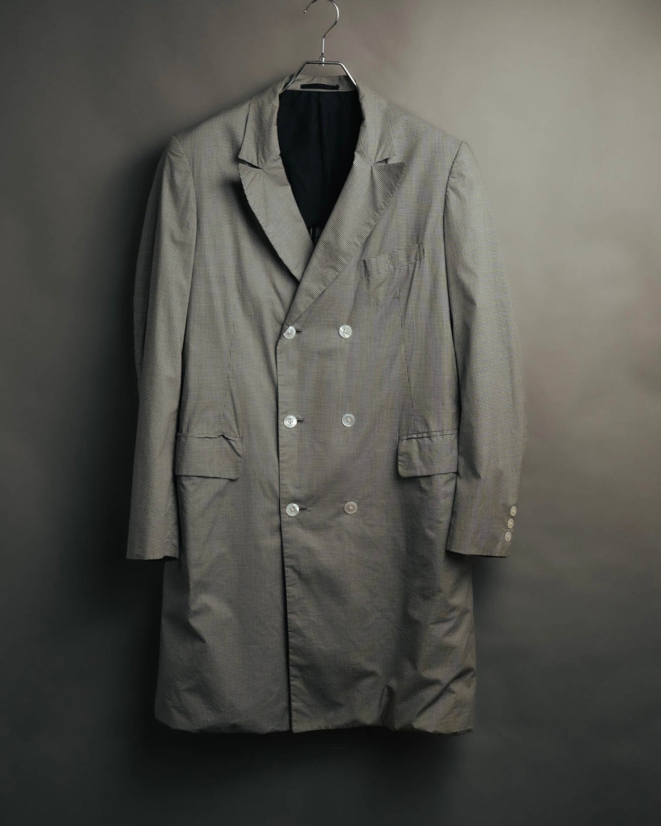 -SPECIAL- "Y's for men" 80's Double breasted houndstooth long jacket