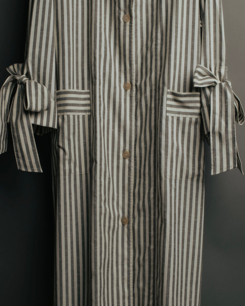 -SPECIAL- “LOEWE” 2010’s striped ribbon sleeve long gown coat