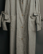 -SPECIAL- “LOEWE” 2010’s striped ribbon sleeve long gown coat