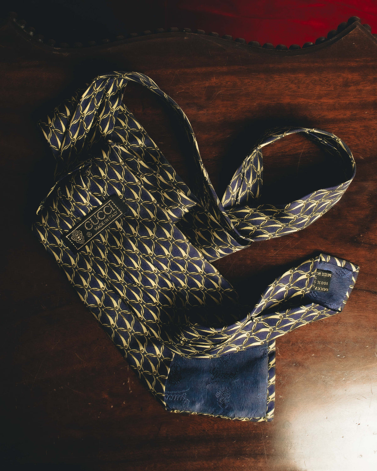 "GUCCI" 80's Nautical patterned silk necktie