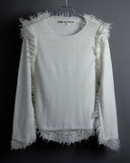 "COMME des GARCONS" 18AW layered mesh design fringe thick knit