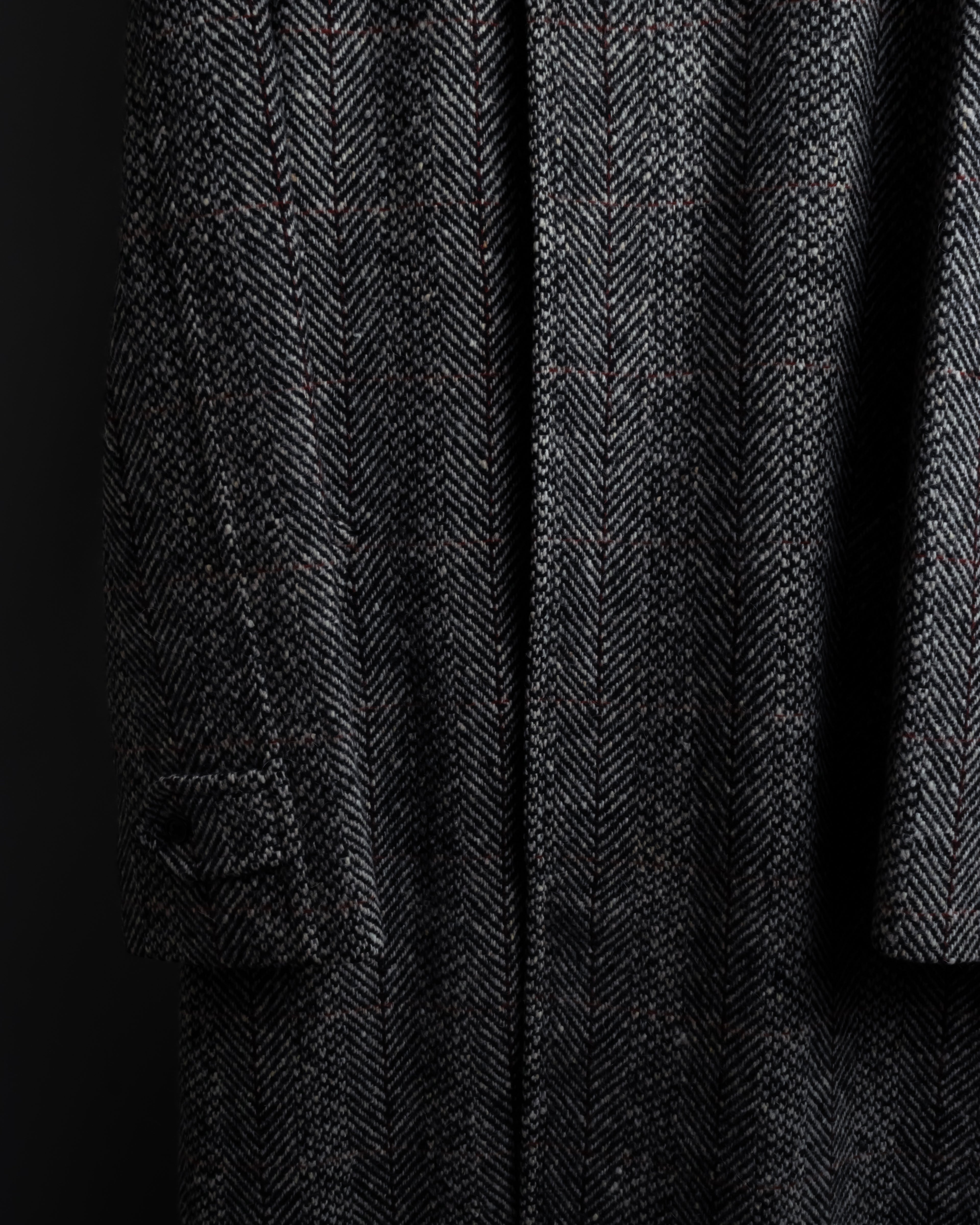 "BURBERRYS" British tweed fly front stand collar coat