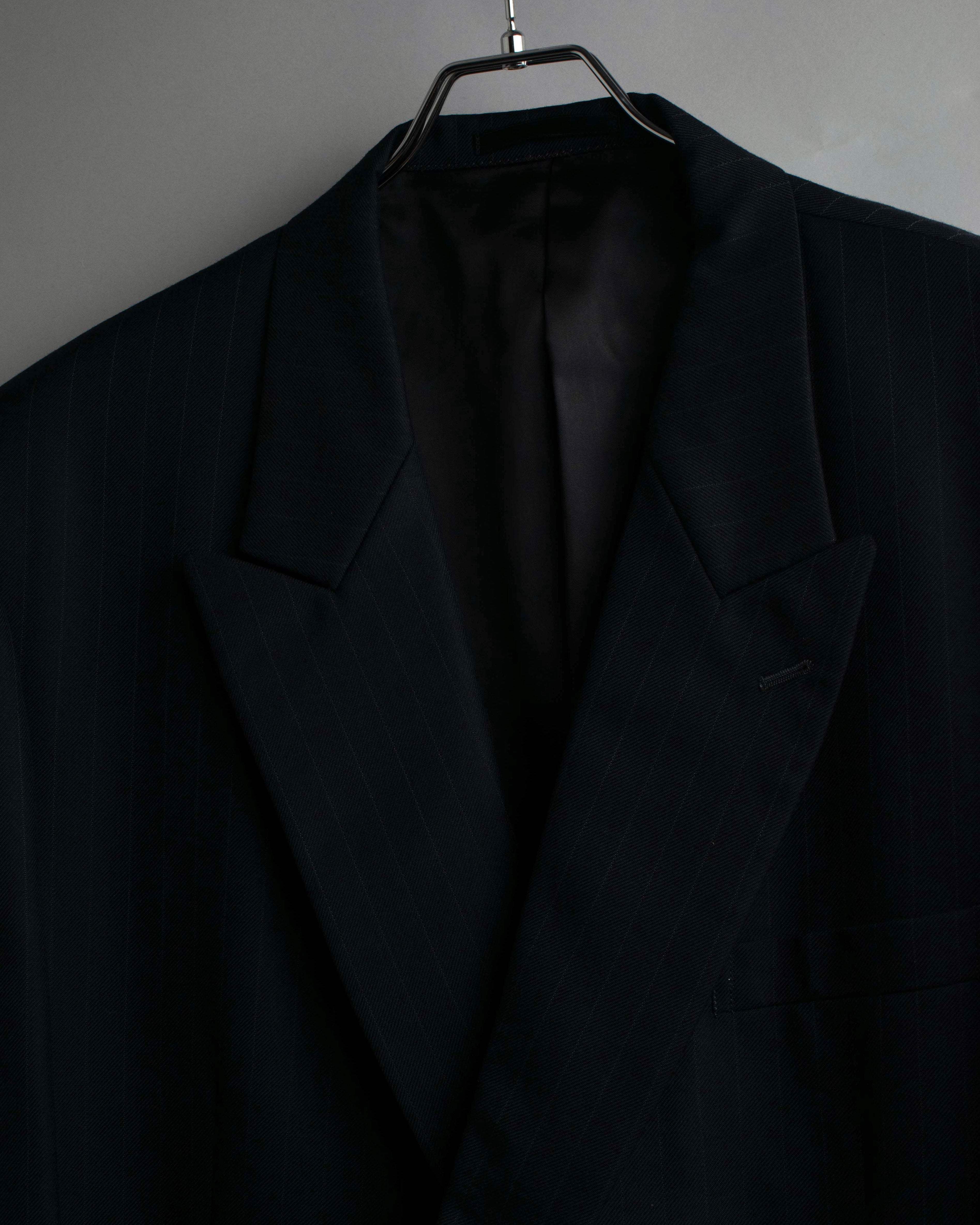 "YVES SAINT LAURENT" 00's shadow stripe pattern beautiful tailoring set up