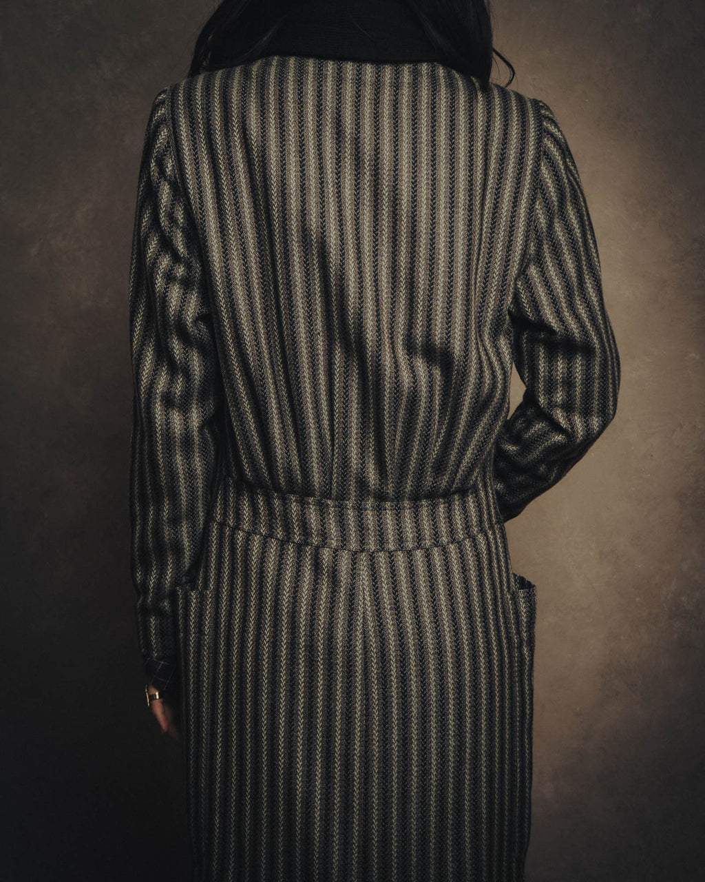-SPECIAL- “GUCCI” 80’s-90’s Textured striped shawl collar long coat