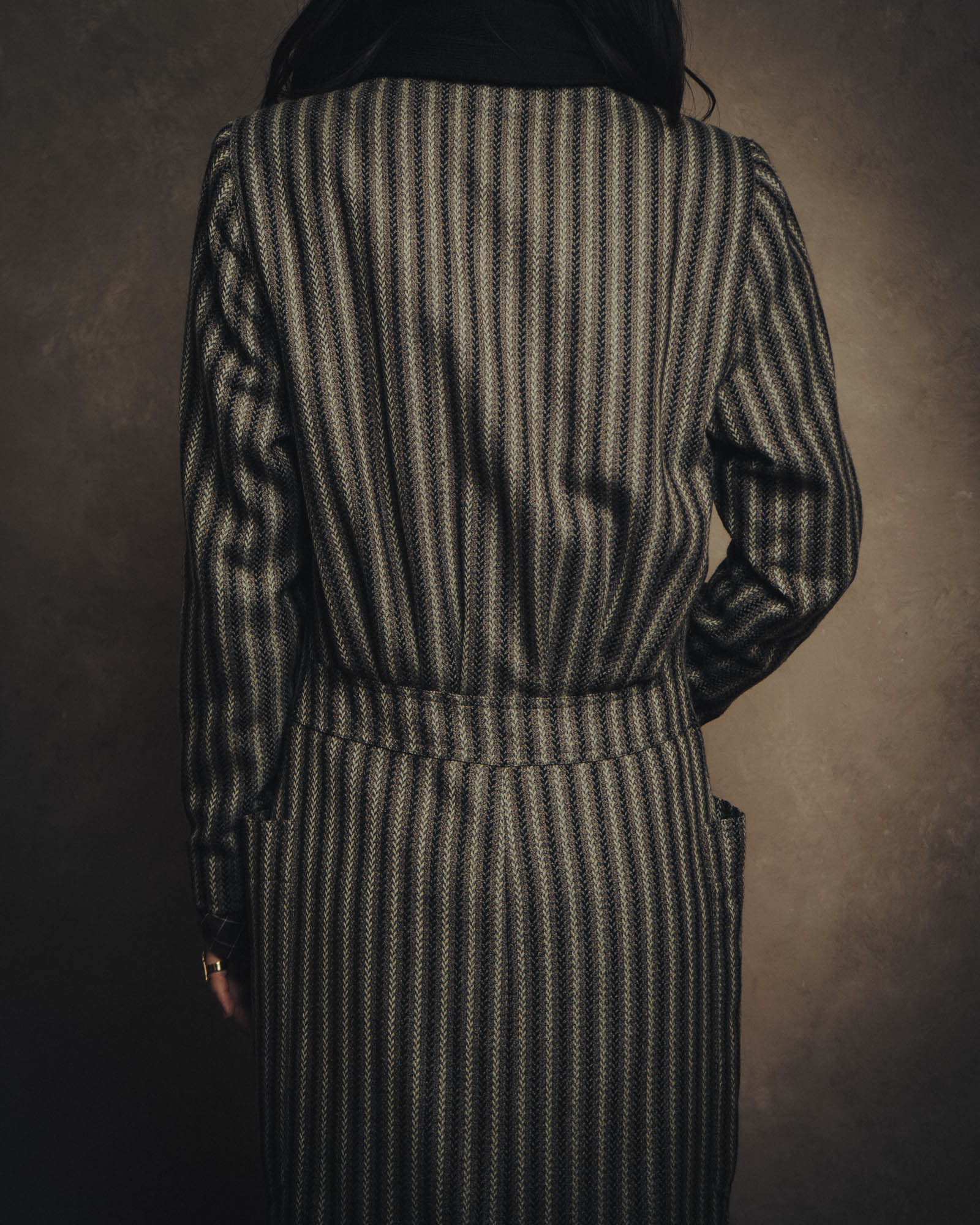-SPECIAL- “GUCCI” 80’s-90’s Textured striped shawl collar long coat