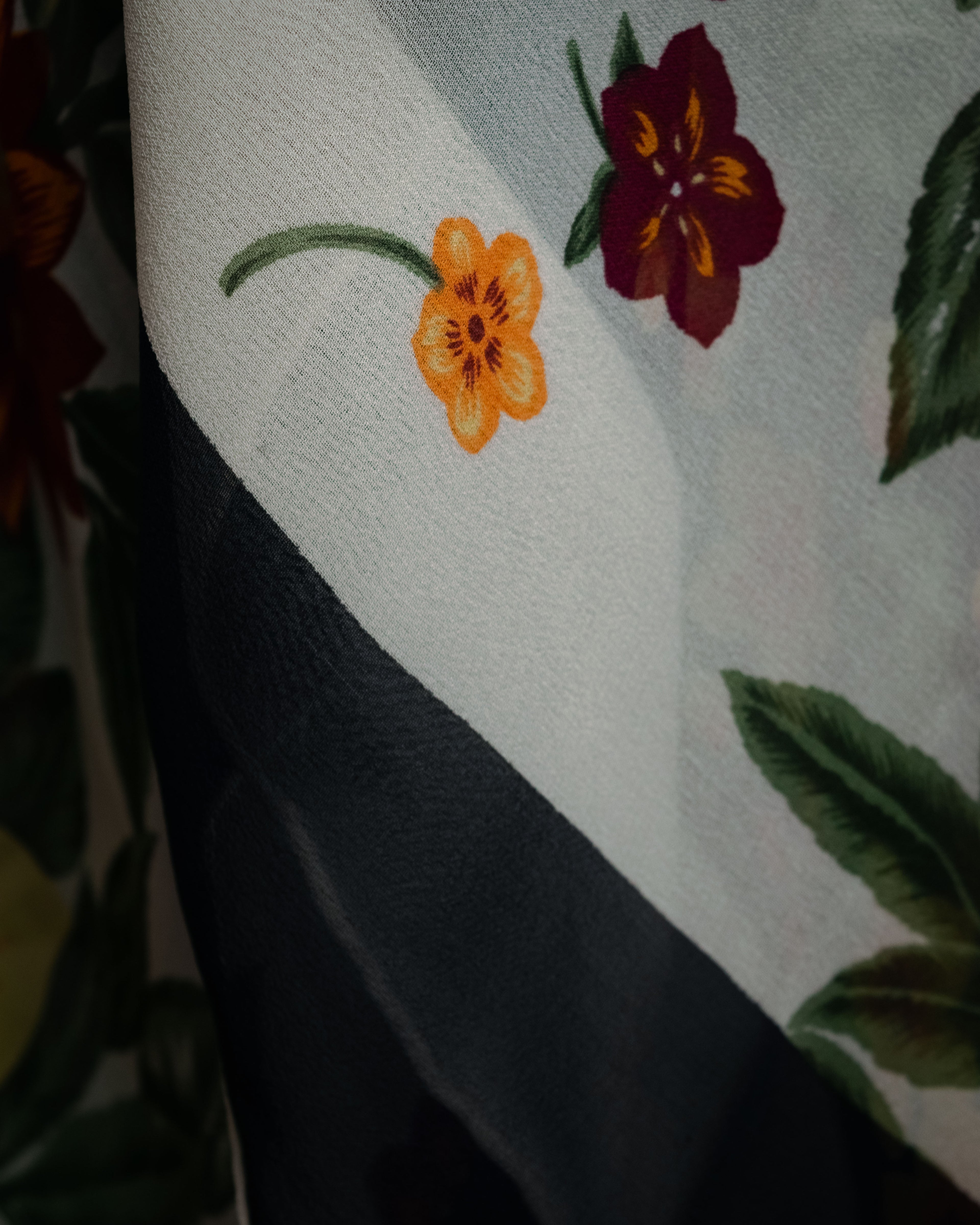 “Christian Dior” 80’s–90’s Botanical silk floral scarf