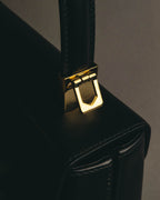 "Salvatore Ferragamo" 90's-00's Structured leather top handle handbag