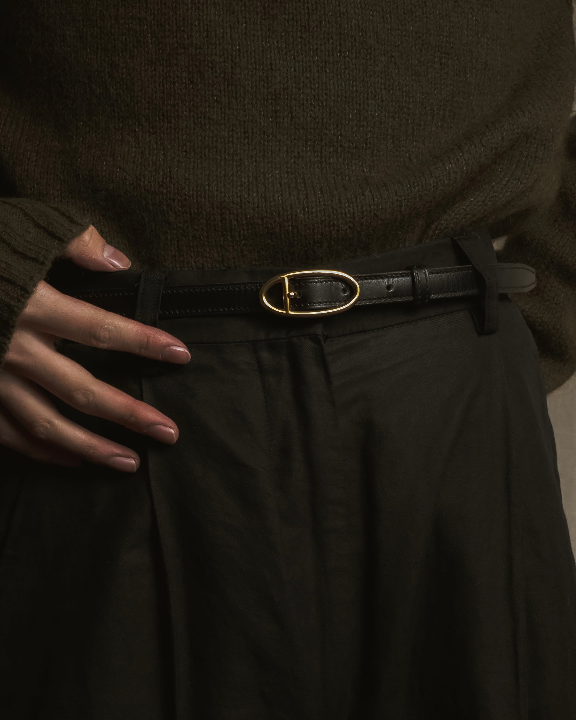 "HERMES" Chaine d'Ancre motif buckle leather belt