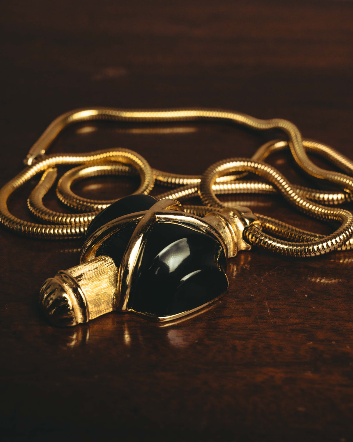 "Christian Dior" 1974 Sculptural black pendant necklace