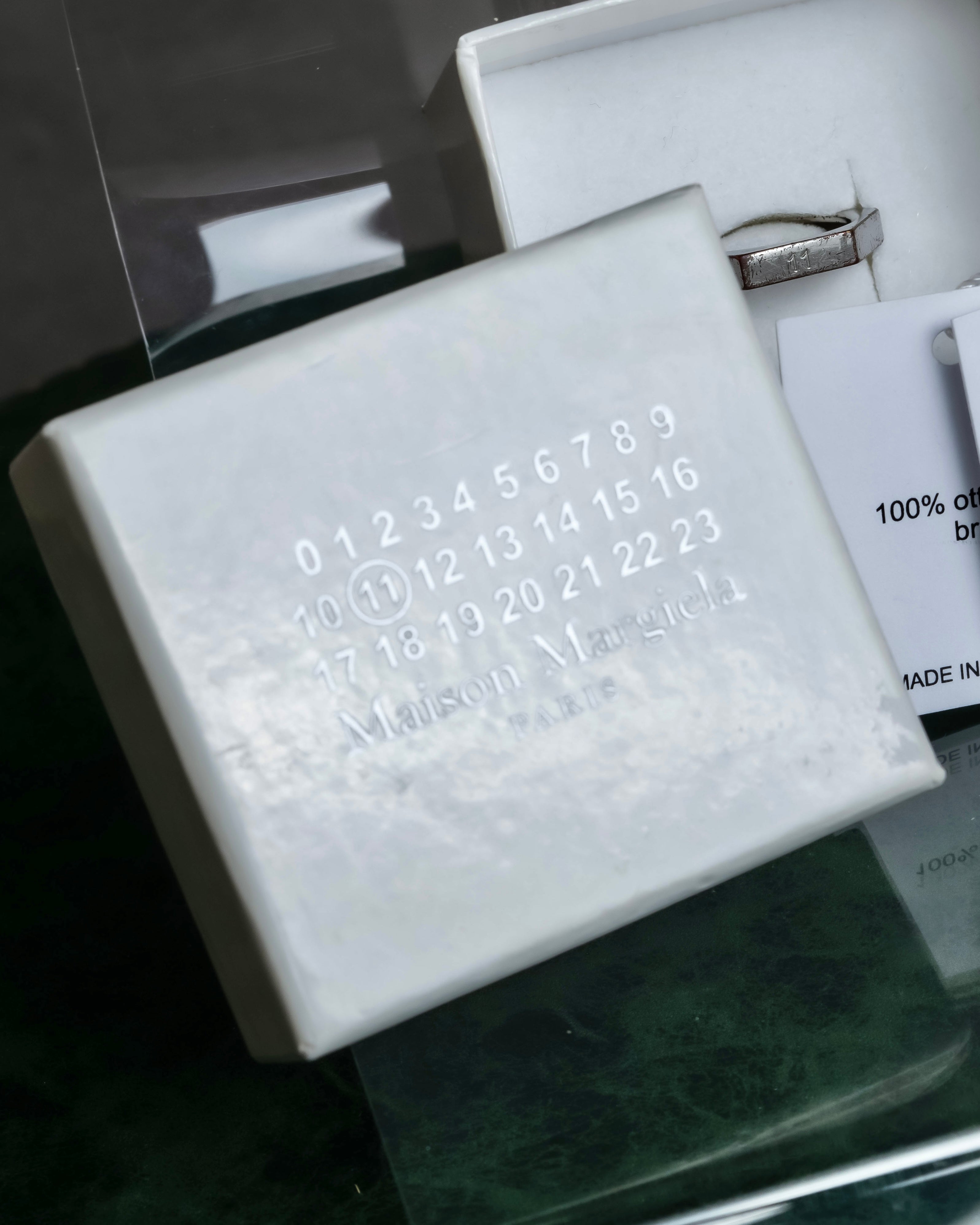 "MAISON MARGIELA" Numbered logo engraved hexagonal silver ring