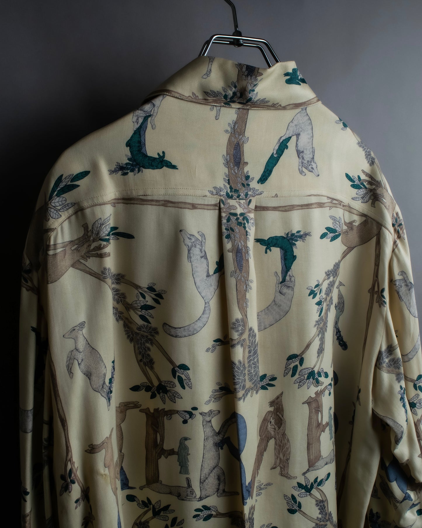 "HERMES" Natural animal pattern oversized silk shirt