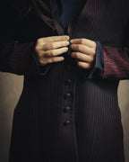 -SPECIAL- “Yves Saint Laurent“ 80's-90's Swiss fabric lurex stripe collarless long jacket