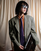 "HERMES" Geometric pattern H motif silk necktie