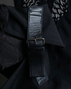 "LOUIS VUITTON" Leather tape cross knit detail vest