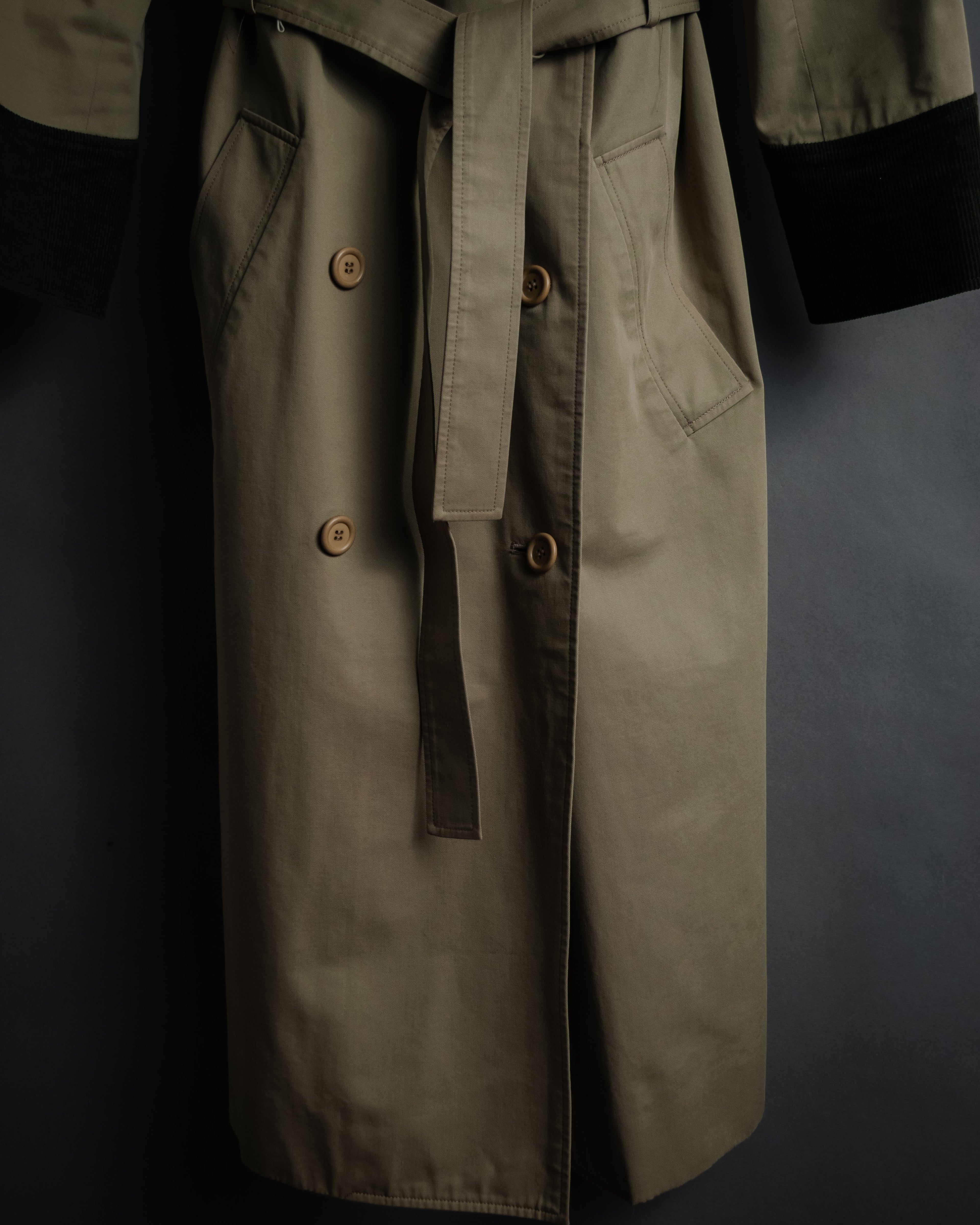 “Yves Saint Laurent” 80’s-90’s Corduroy collar belted trench coat