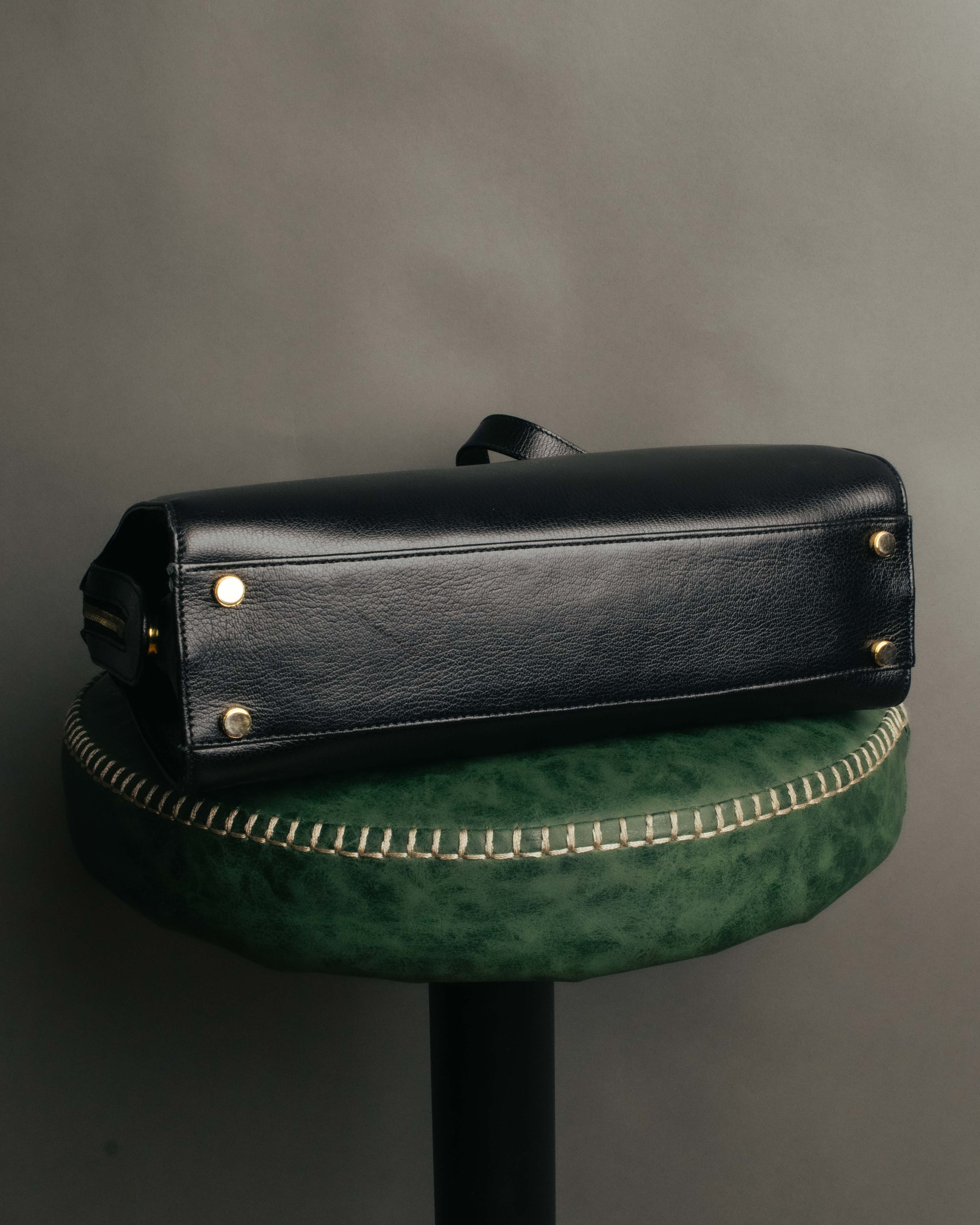 "Salvatore Ferragamo" 90's-00's Vintage iconic gancini pebbled leather dome top handle bag