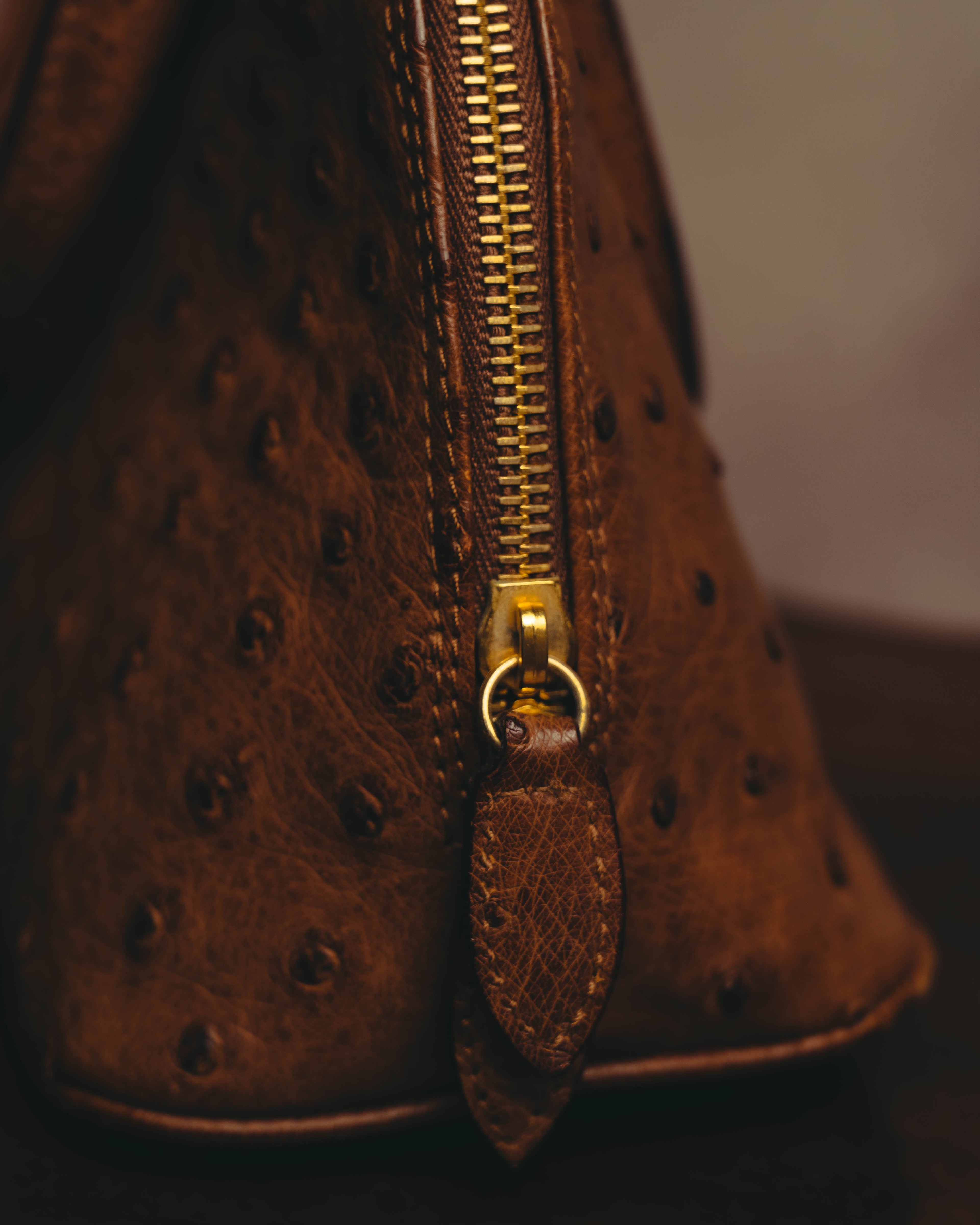 "LOEWE" 80's-90's Classic ostrich leather top handle handbag