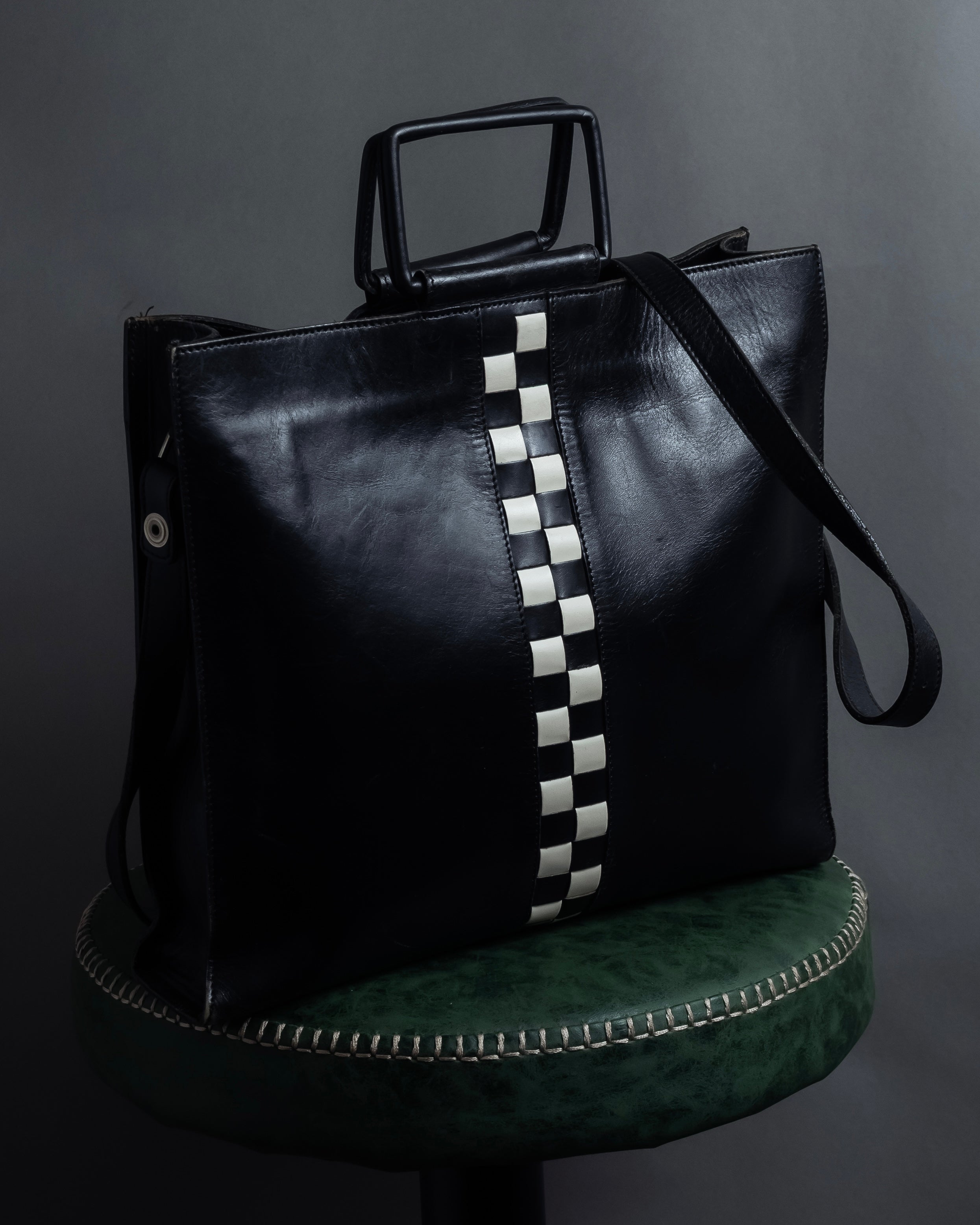 "JEAN PAUL GAULTIER" Checkered leather block design bag
