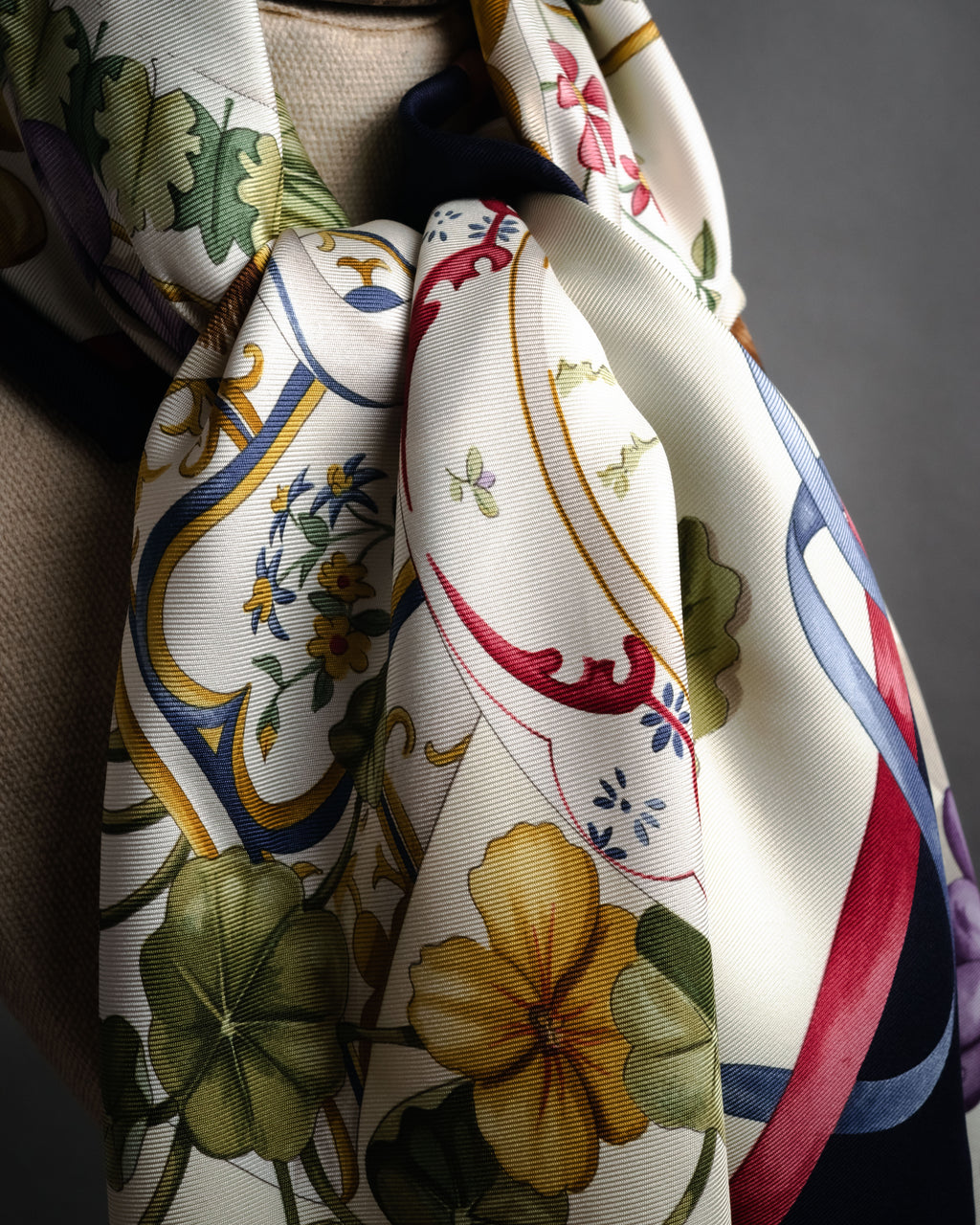 “Salvatore Ferragamo” 90’s Harvest still life silk scarf