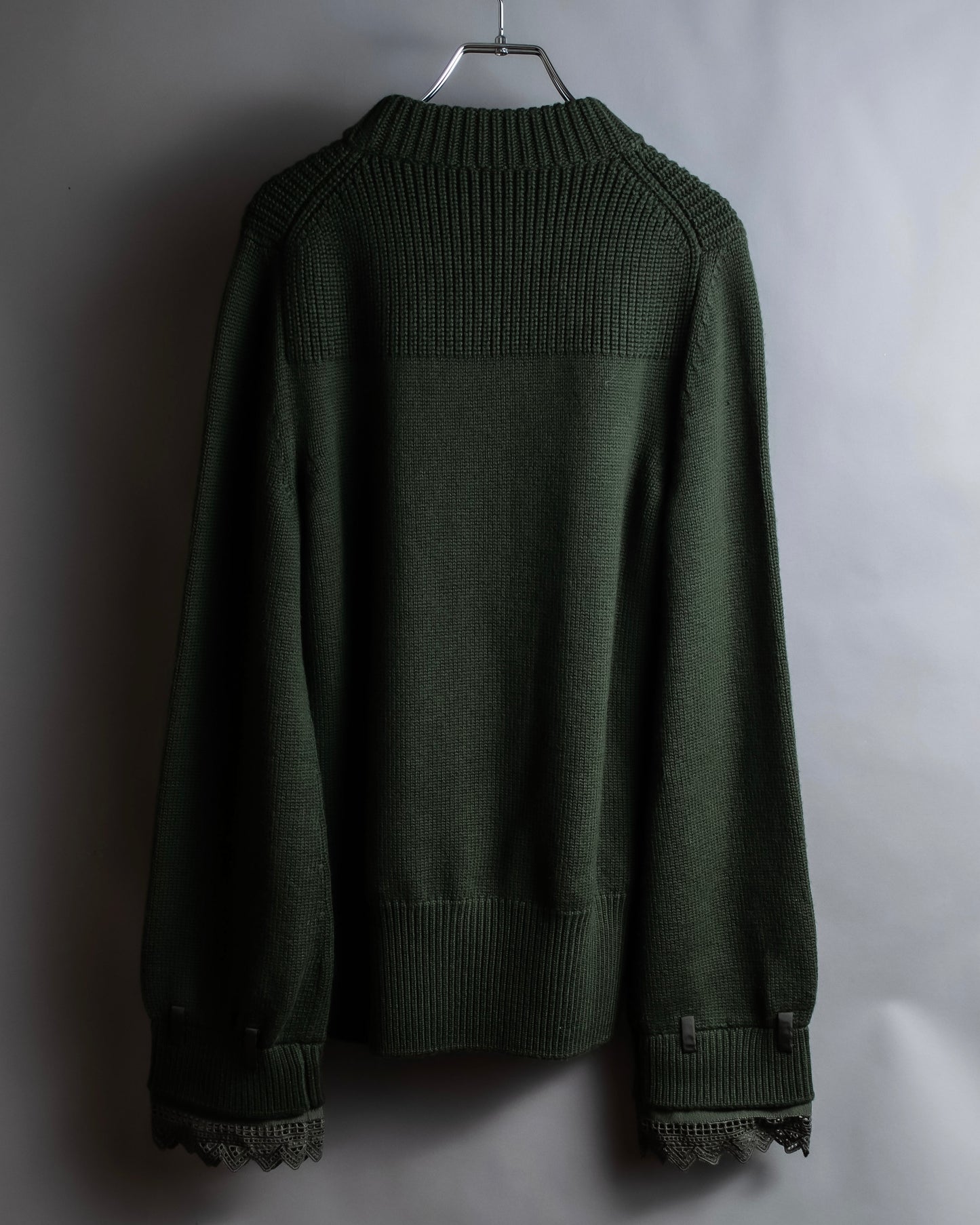 "MONCLER" Relaxed fit high neck lace change knit