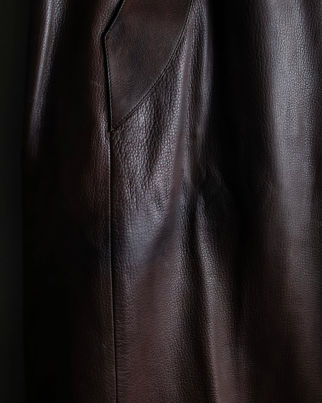 "Hermes by Gaultier" Round Pocket Wine Red Leather Skirt