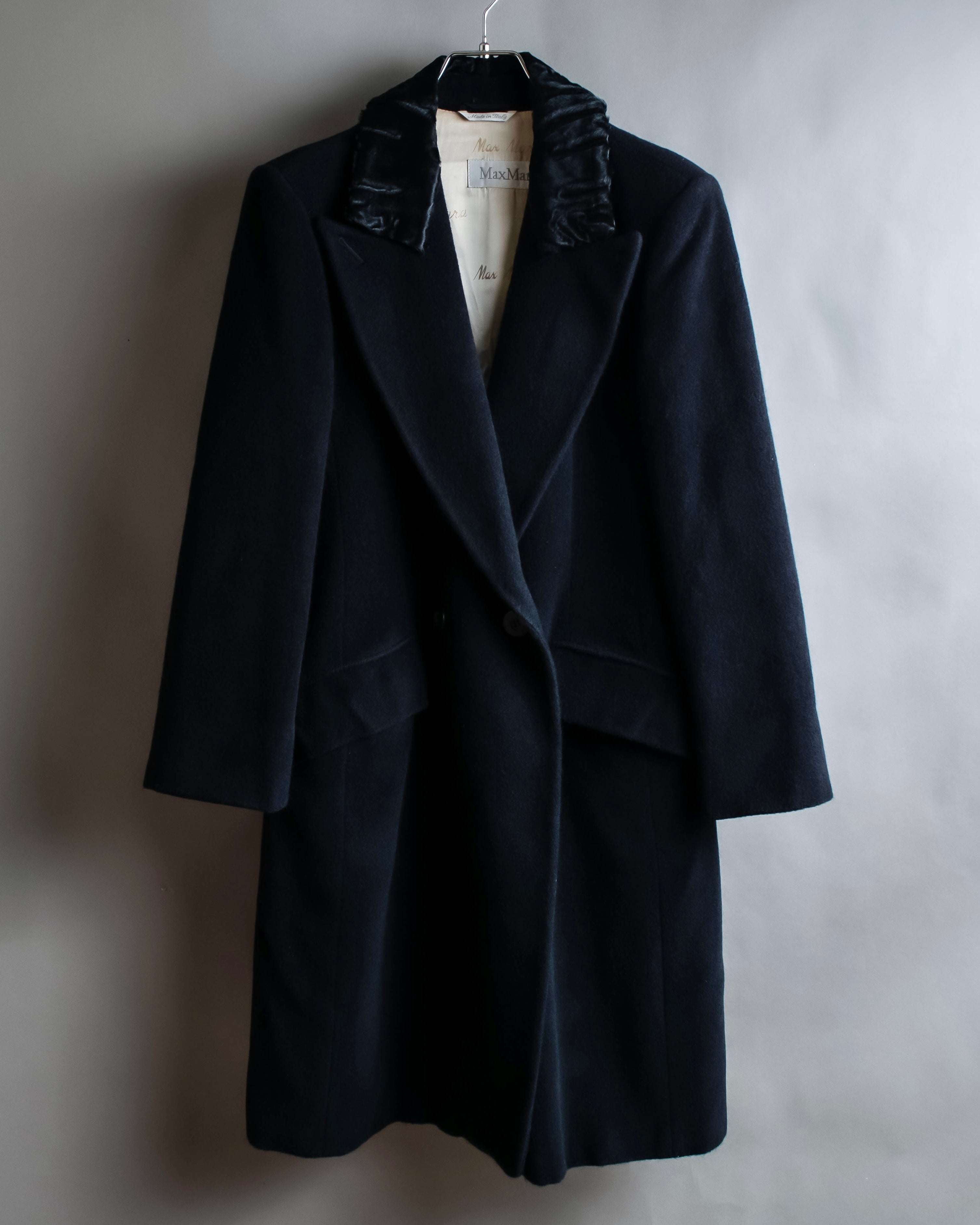 "Max Mara"
 Swakara fer collar oversized wrap style chester coat