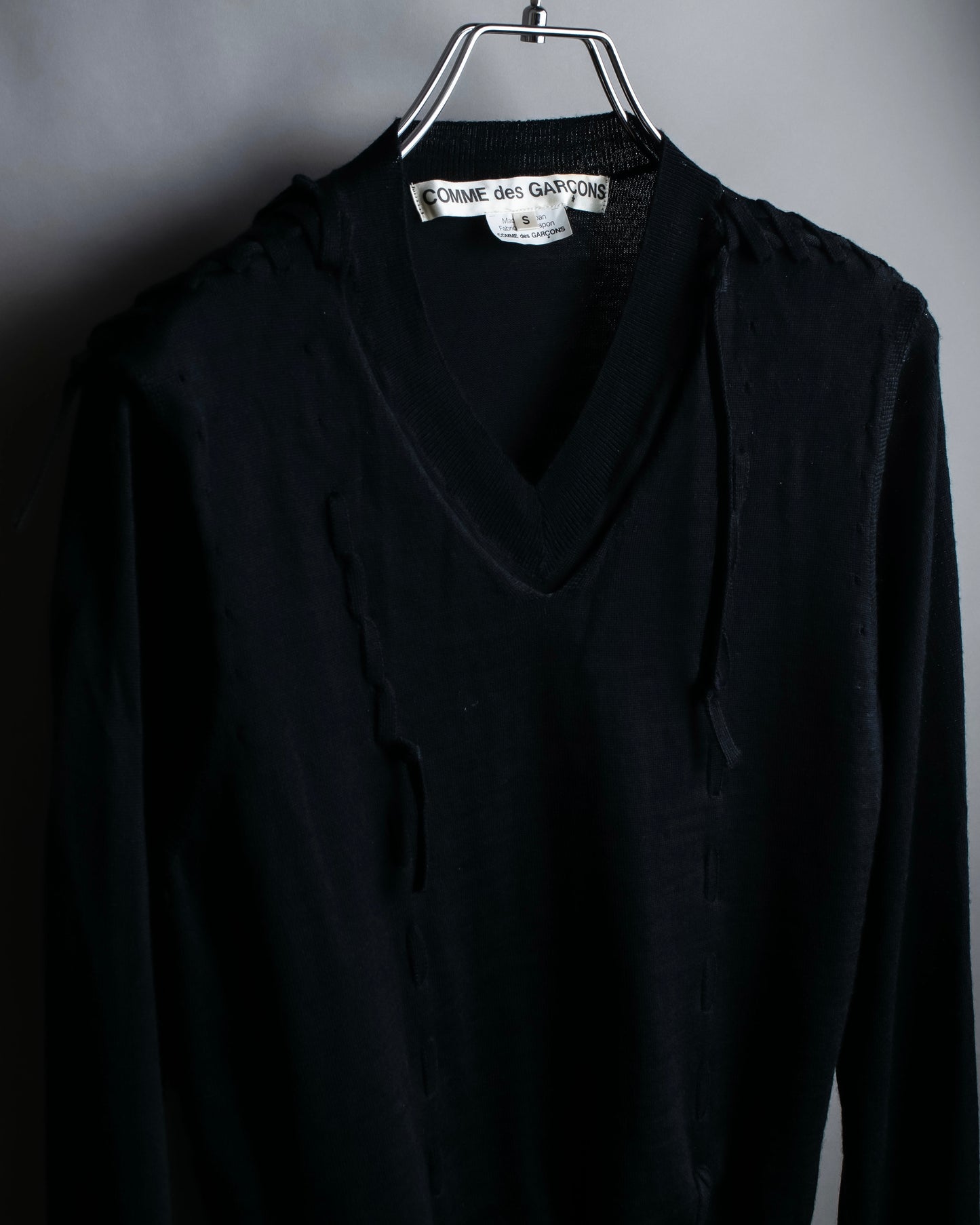 "COMME des GARCONS" Lace up design V-neck knit pullover