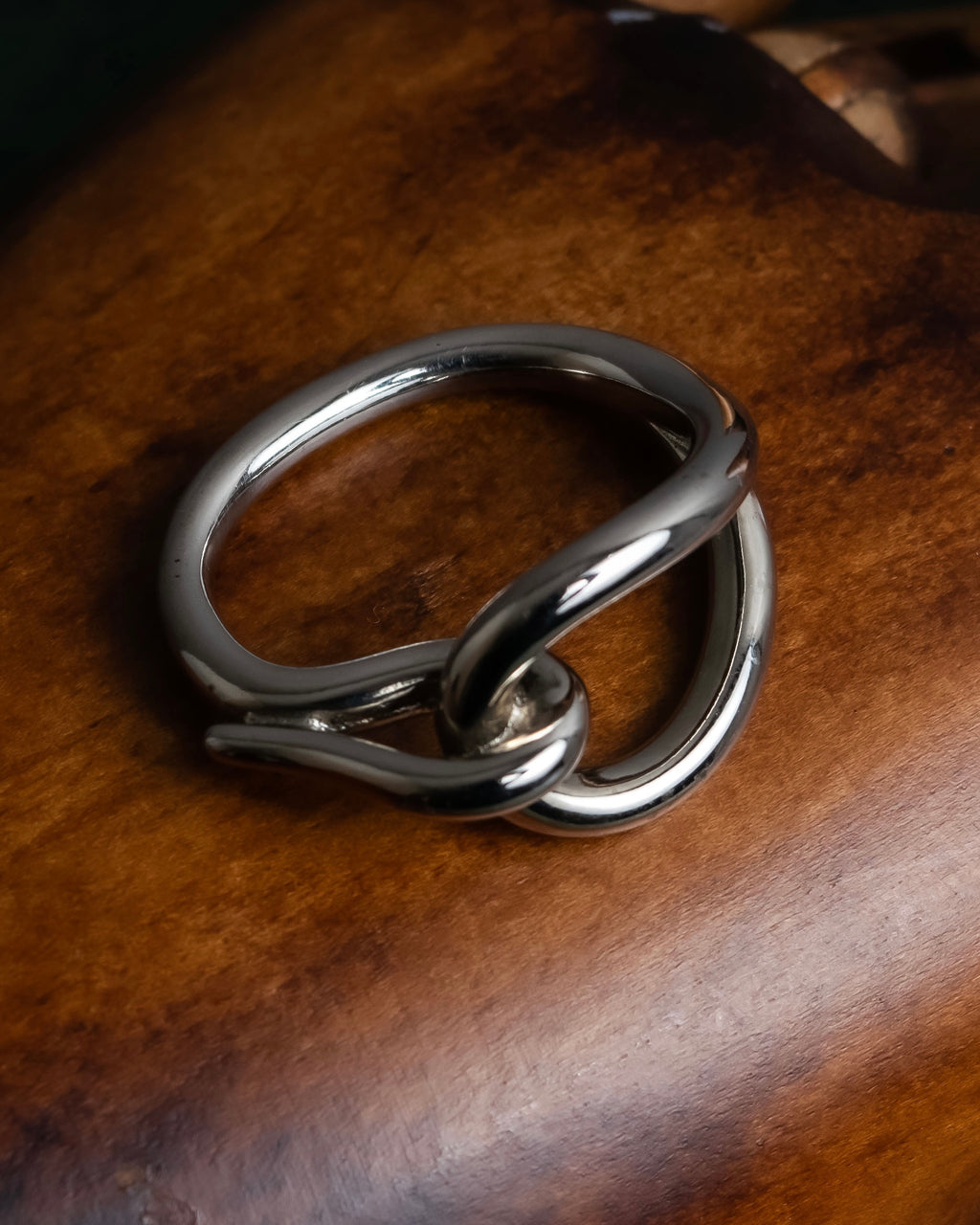 "HERMES" Jumbo silver scarf ring